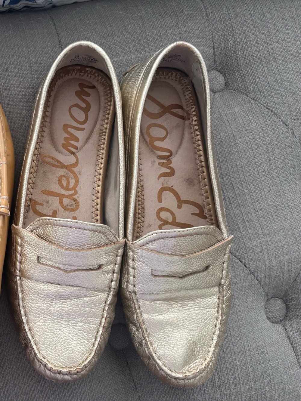 Sam Edelman Neutral Leather Loafer - Light Gold shimmer